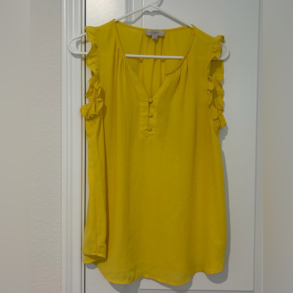 LOFT Bright Yellow Ruffle Sleeve Camisole
